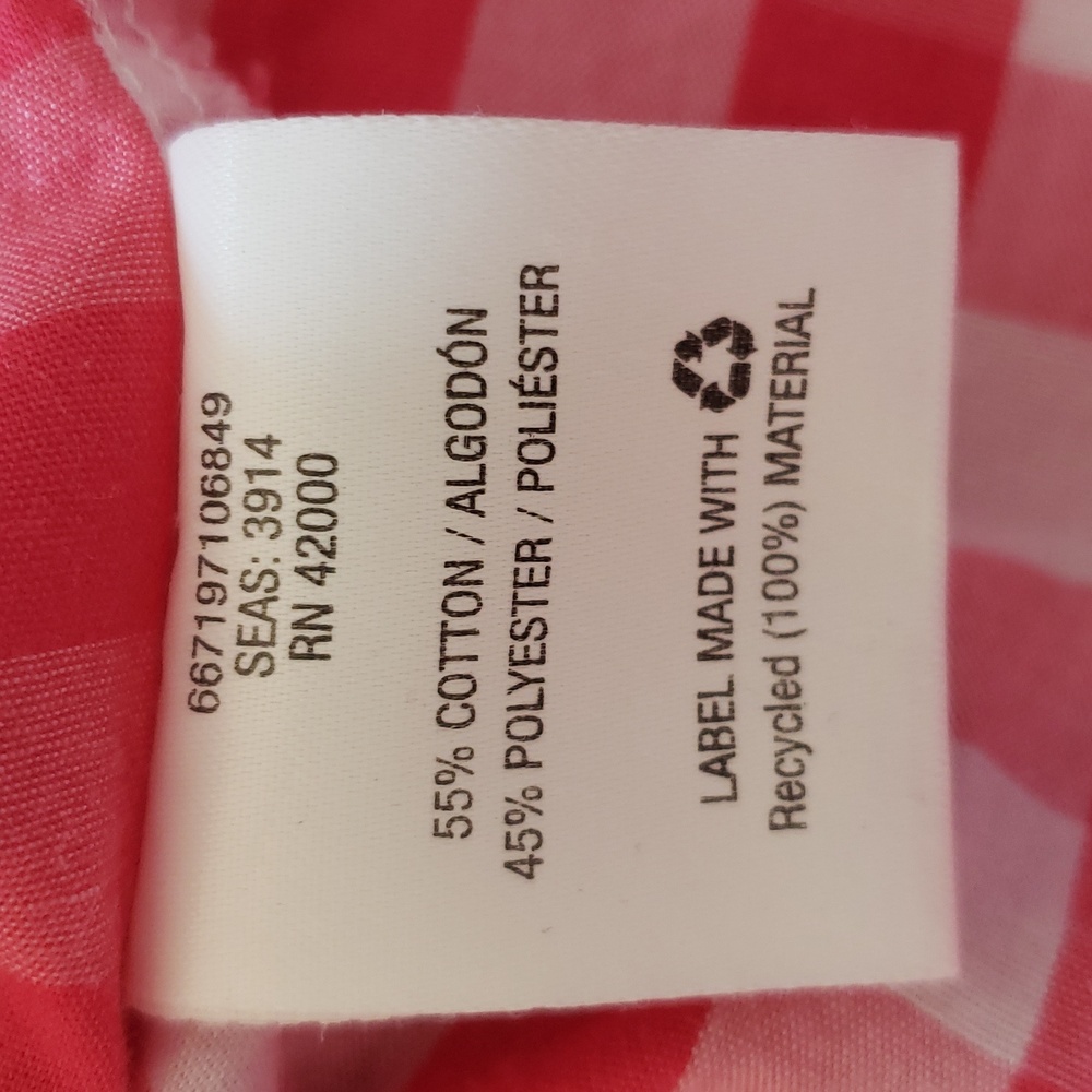 Vintage Red Pink Gingham Plaid Button Down Shirt S Cotton Long Sleeve Top - Picture 13 of 13